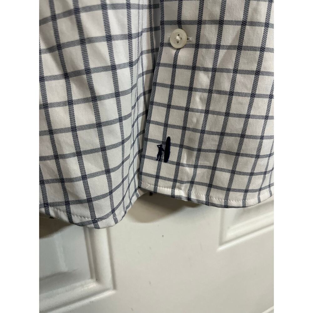 Johnnie-O Prep-Formance Button Down Shirt Small White Blue Check Stretch - Picture 3 of 7